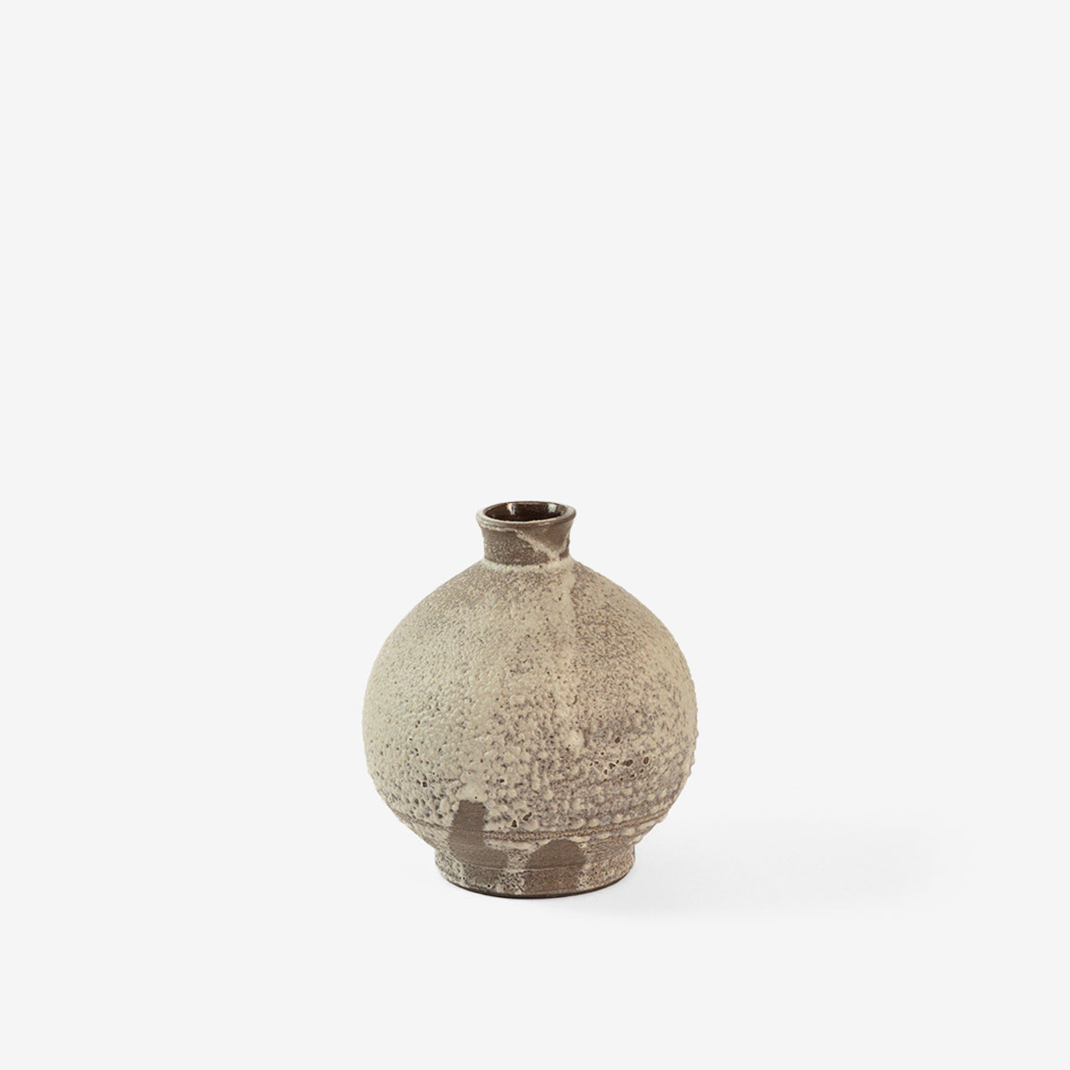 Round Bud Vase, Brown with White Lava – Leibal